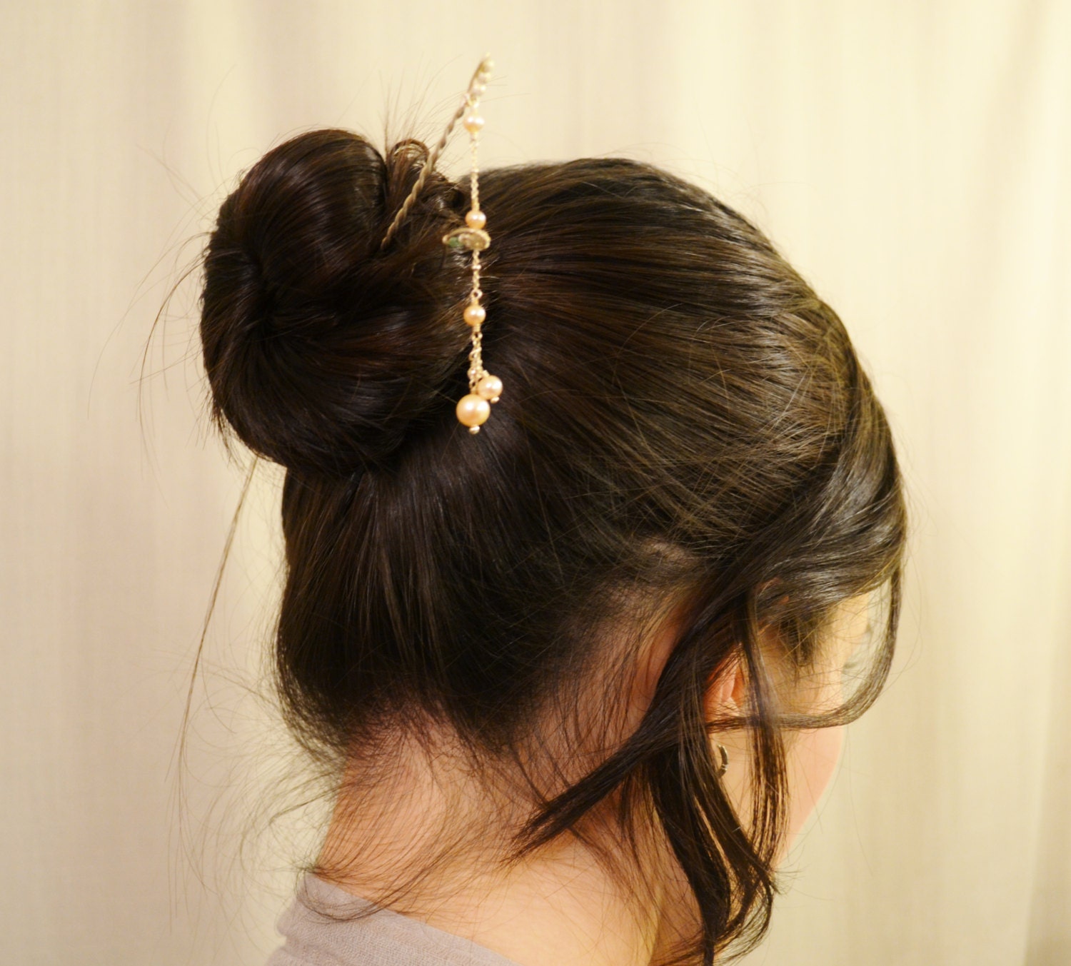 Sterling Silver Hair Stick "Sakura no Kanzashi" Japanese Geisha Inspired Asian Bun Stick