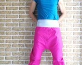 Pink denim  pants casual ,womens pants,  harem trousers sarouel pants bloomers, cotton, stretch