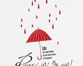 Rain Drops Umbrella Quotes DIY Modern Wall Art Vinyl Decals Stickers Small Size for home cafe office decor saying words fun unique ps-10