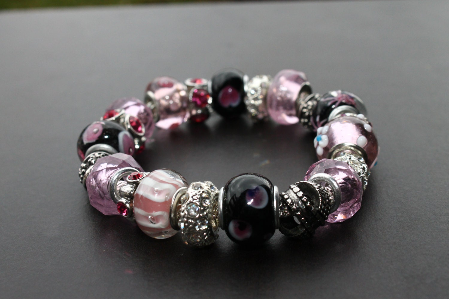 Murano glass bead charm bracelet