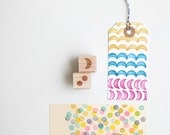 Polka Dots and Crescent Mini Rubber Stamps (Wood Mounted), Original Geometric Design Set of 2