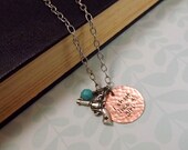 I Shoot Like A Girl - Hand Stamped Copper and Sterling Silver Necklace