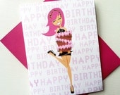 Birthday Girl Handmade Birthday Card in Pink or Turquoise