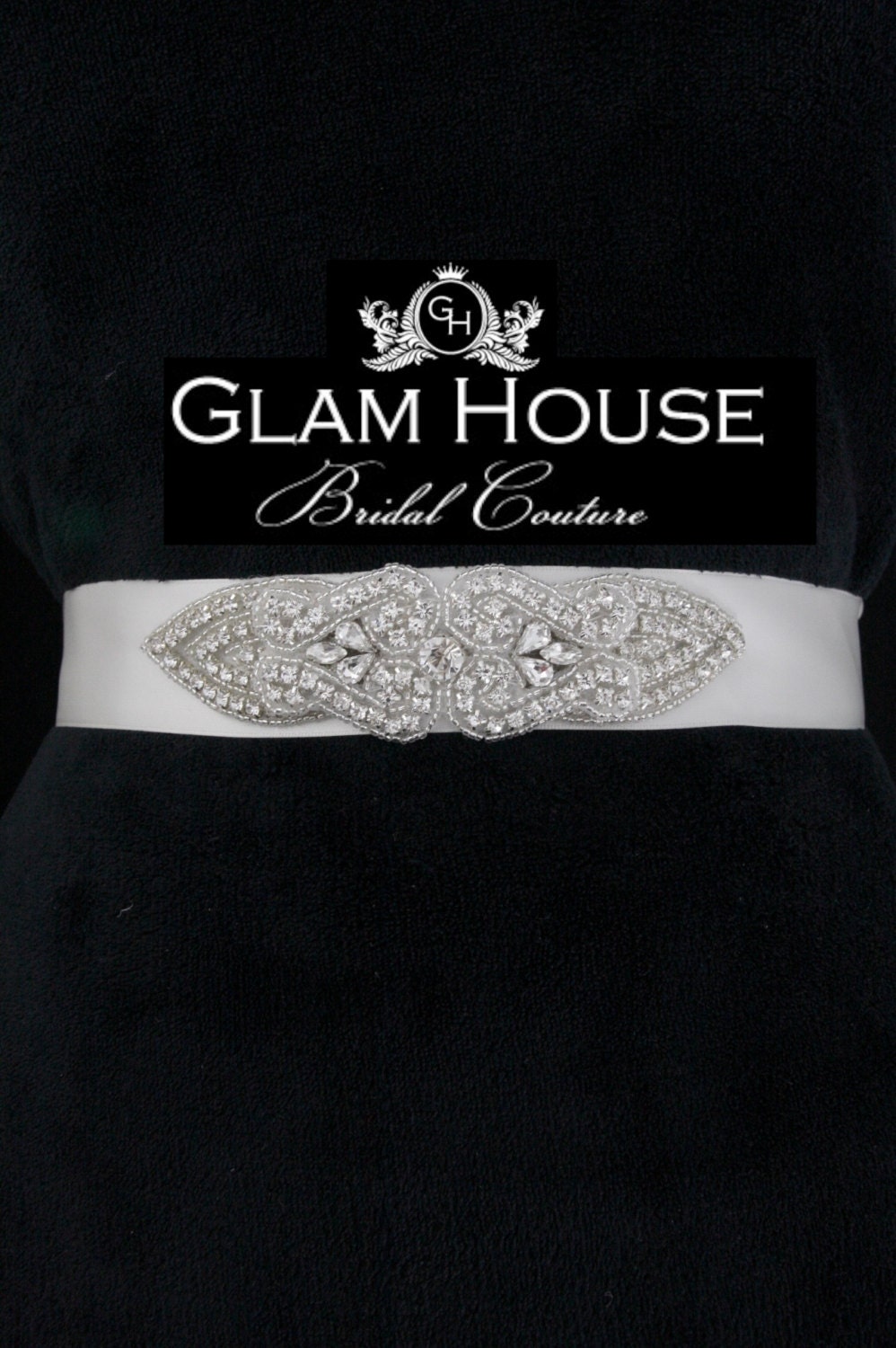 Bridal Gown Beaded Sash- Tapered Oval