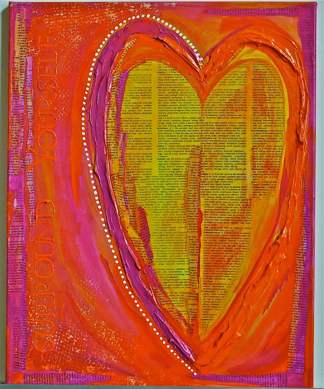Heart Original Mixed-Media Painting Surround Yourself
