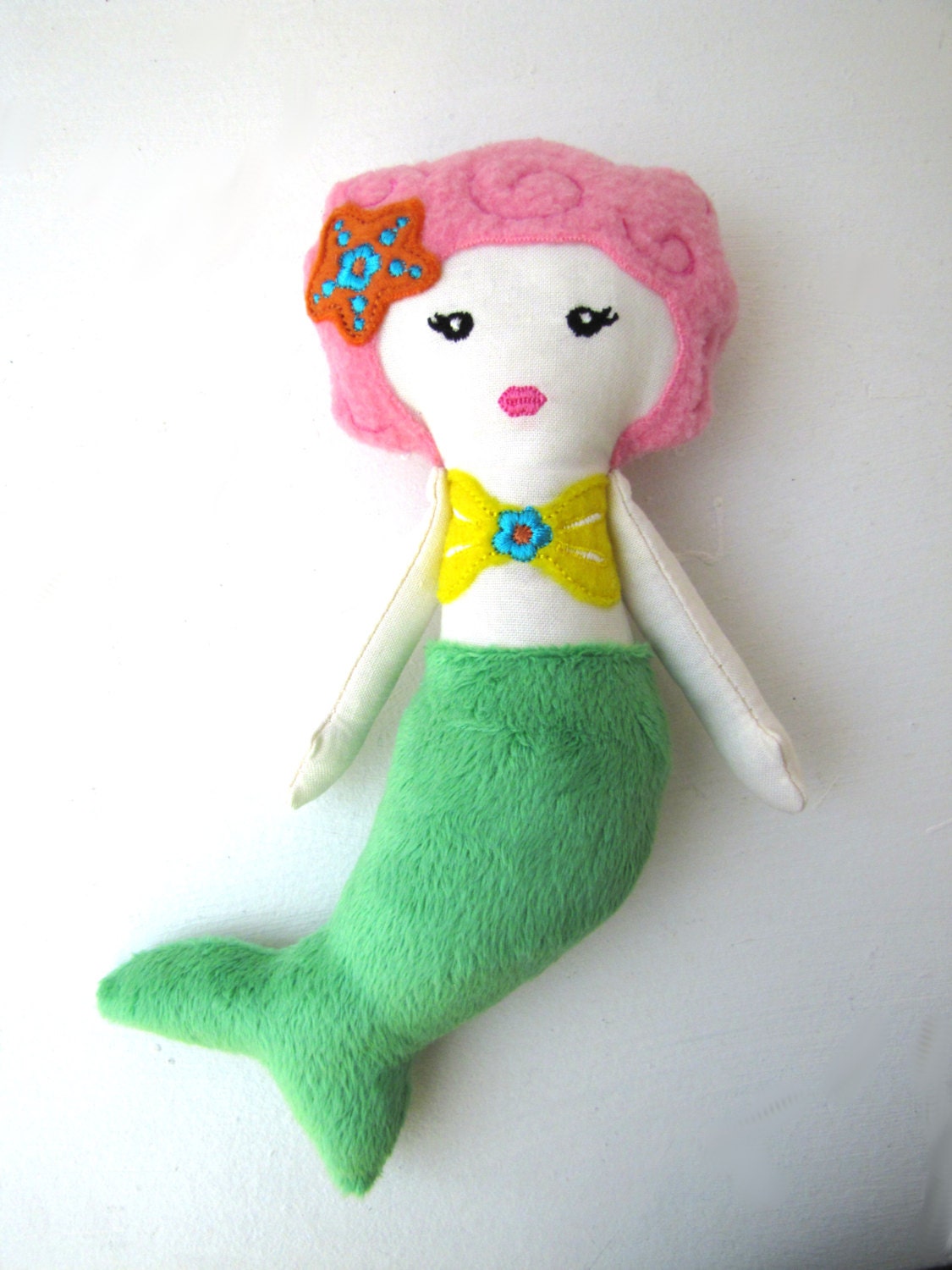Plush Mermaid Doll Gift Toy Stuffed Cute -- Pink Green