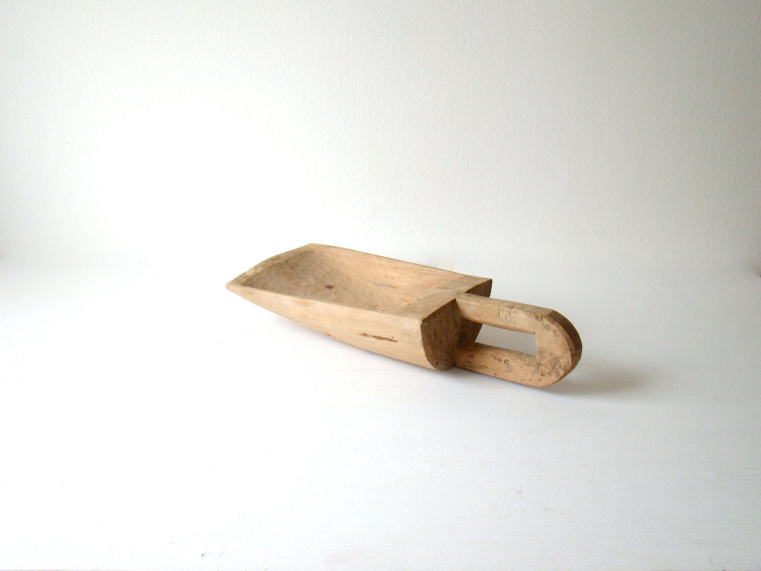 antique french hand-carved wooden grain scoop, primitive french decor, large french treen, farm hand grain shovel