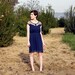 PETIT DEJEUNER - Navy blue chiffon dress with black lace neckline // retro // vintage inspired // nautical // bridesmaid dress