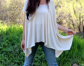 Off The Shoulder Bamboo Tee - Oversized Sexy Summer Hooded Top - Eco Friendly