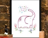 Personalised Children's Name A4 Elephant Nursery Print