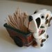 Super Cute, Vintage Occupied Japan Ceramic Dog and Wagon Toothpick Holder, Planter, Porcelain, 1940s, Gift, Collectible, Keepsake, Wedding