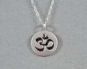 Ohm Symbol Disc Necklace, 97% Fine Silver, Sterling Silver Chain, Modern, Simple, Pretty, Wonderful Jewelry