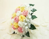 Spring Bloom Origami Wedding Bouquet, Bridal Bouquet, Stephanotis Wedding Bouquet - Rustic Woodland Wedding (Large size)