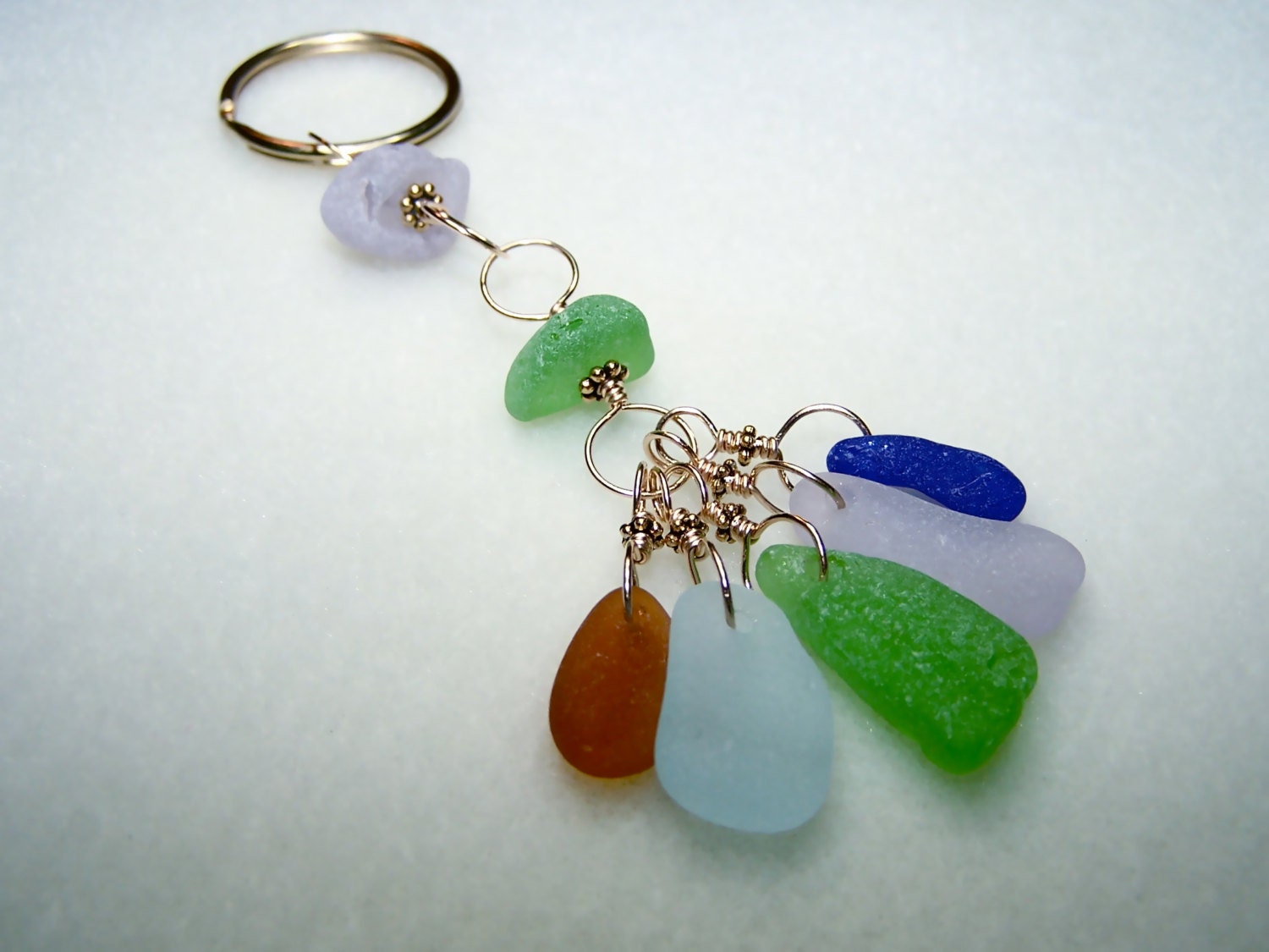 Sea Glass Keychain - Keychain for Women - Glass Keyring - Beach Keychain - Seaglass Key Chain - Handmade Keychain