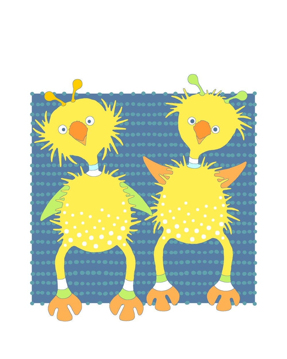 Kids wall art, bird illustration, baby nursery wall decor, multicolor, digital print, baby art print, kids room, yellow, blue, 06