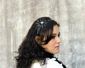 Beaded Headband, Black Sequin Beaded Rhinestone Fashion Headband for Women and Teens