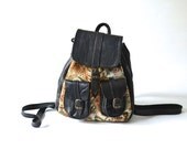 Vintage mini backpack tapestry leather bag purse hand bag 80s boho festival