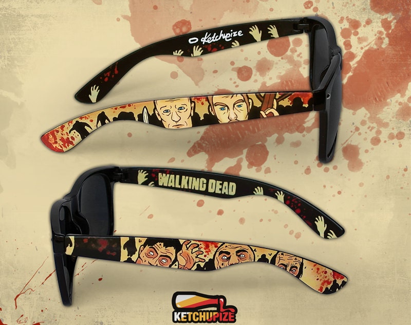 Sunglasses - The Walking Dead Wayfarer sunglasses zombie comic unique hand painted blood splatter Daryl Marle Dixon brothers