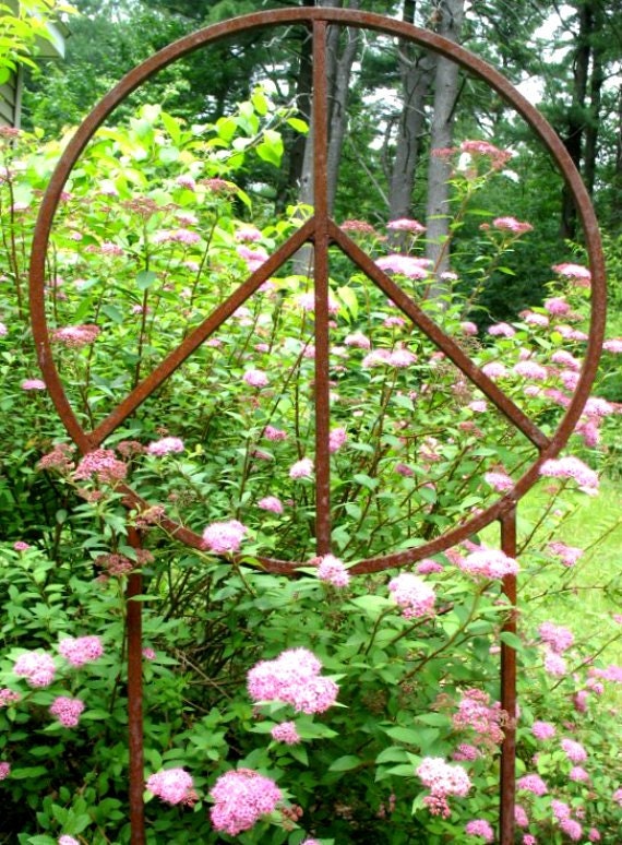 Outdoor Peace Sign Garden Sculpture