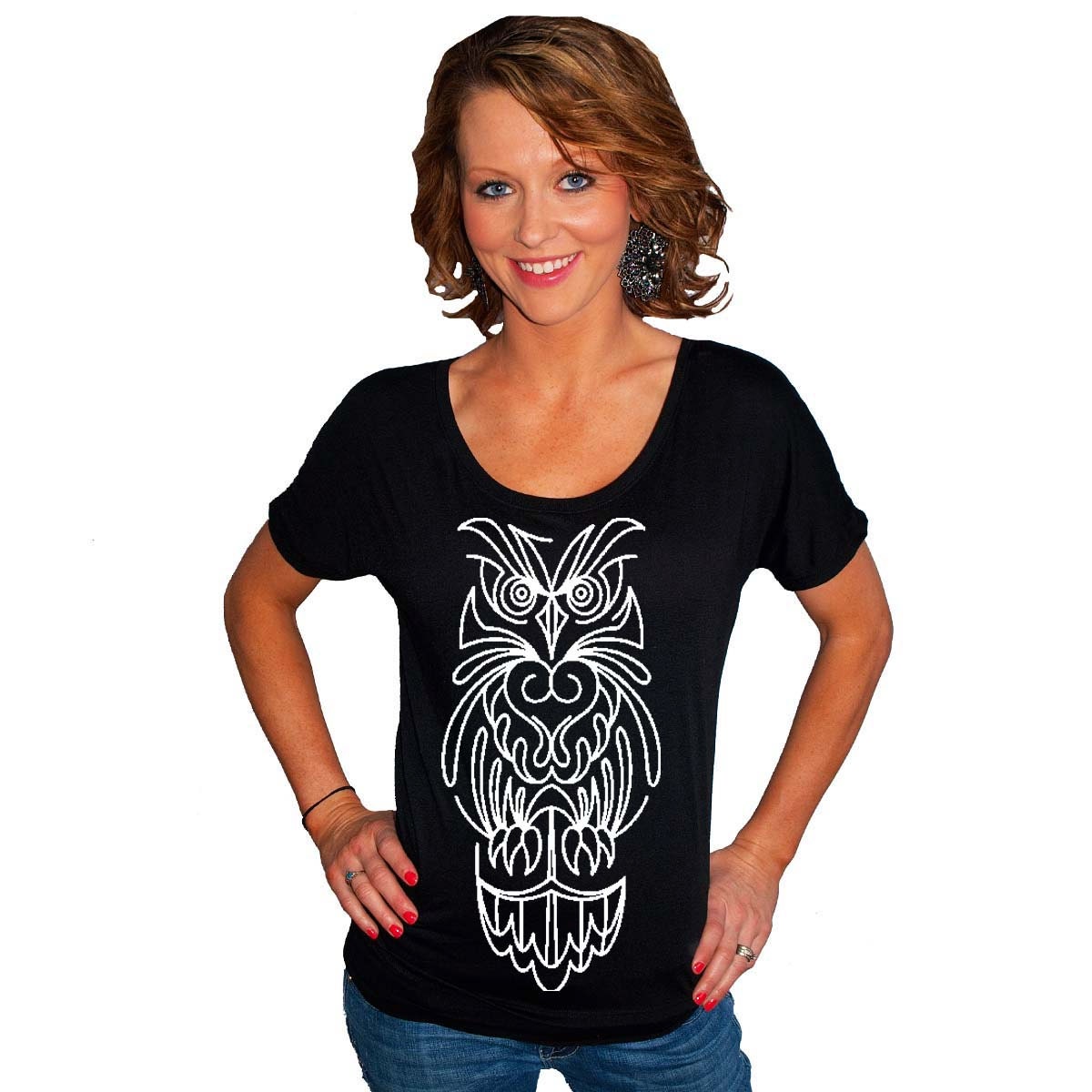 Retro Owl  Bella Flowy Simple T-shirt