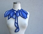 textile neckpiece in blue cobalt - couture fashion accessory