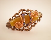 MonaRAEbeads Lampwork Glass Beads and Jewelry Sardonyx, Copper, Czech Beads ring 8 1/2