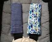 Cute Tiny 2D Zoo and Navy Gingham Car Seat Strap Covers-- Ready to Ship