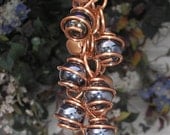 SPRING SALE Wind Chimes Hand Stamped Copper and Glass Gypsy Windchime Garden Art Suncatcher