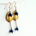 Boho lapis earrings, tribal jewelry, raw brass & blue lapis lazuli, boho wedding, teardrop earrings