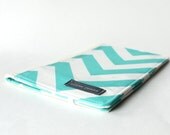 Notepad Portfolio Organizer, Aqua Teal Chevron, Notepad Organizer, Portfolio Clutch, List Taker