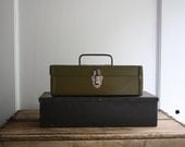 vintage green metal tool boxes
