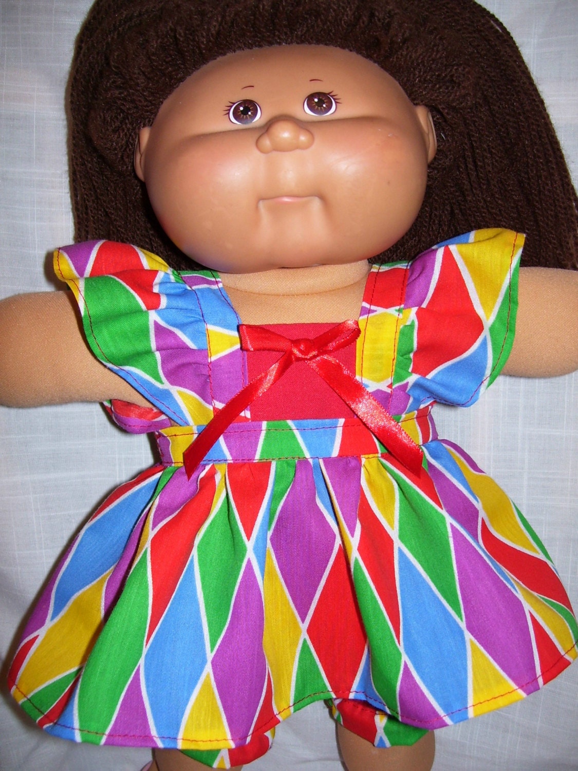 Cabbage Patch Doll Clothes, Harlequin Pinafore Set, fits 16inch to 18inch Doll