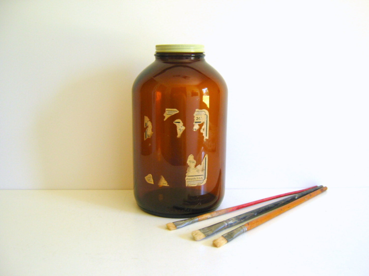 Vintage Amber Bottle Owens Illinois Cottage Chic