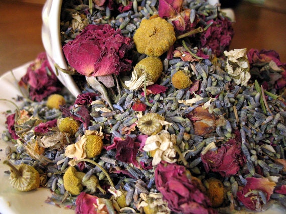 Potpourri Herbal Blend, Organic Chamomile, Lavender and Red Roses- Bulk (4 ounces) make scented sachets, bath tea & bridal shower favors