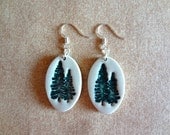 Lovely Handmade Porcelain Jewelry PINE Tree Earrings