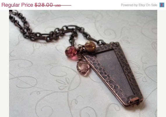 Trapezoid Photo Necklace / Antiqued Copper / Bohemian Necklace / Copper Locket Necklace