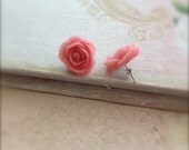 Tea Rose Post Earrings Dusky Pink Vintage Style Flower Earrings