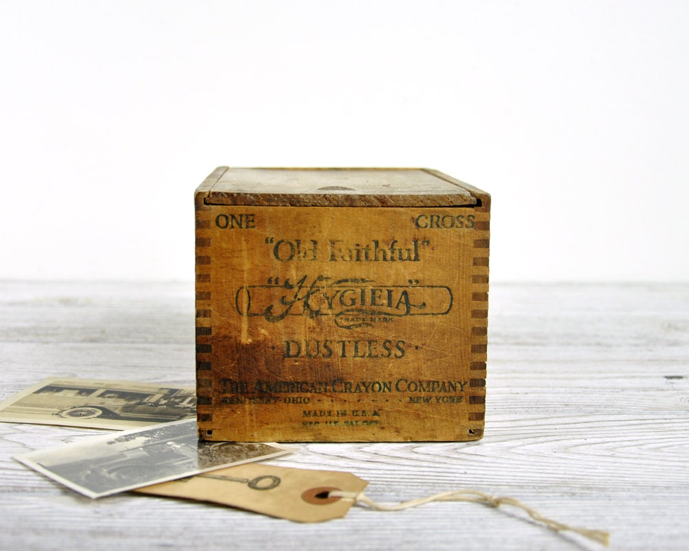 Vintage Wood Box with Sliding Lid