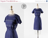 SALE....two day sale // 1960s dress large / 60s navy blue day dress : Bike Ride