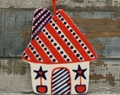 American Bird House Ornament Cottage Ceramic Hand Painted