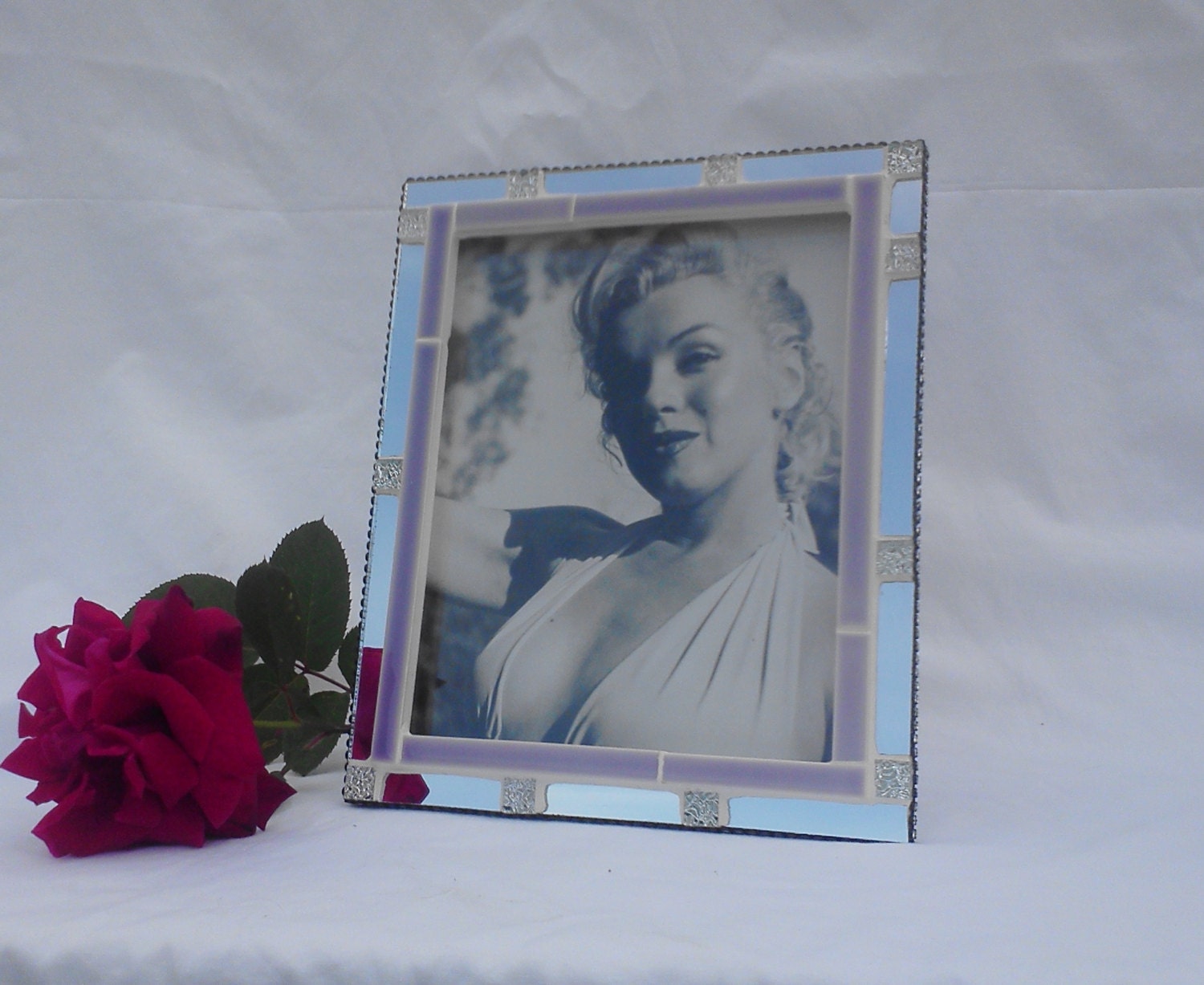 8"x10" picture frame --- mirror and tile with bit of bling added