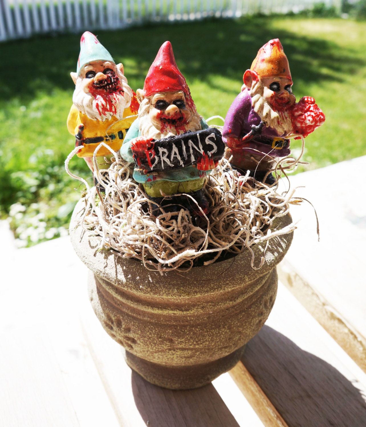 Mini Zombie gnome garden- altered Figurines