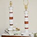 White Striped Lamps Set of 2 Coastal Beachy Cottage Chic Distressed Pair of Adorable Hand Painted Lamps
