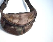 Vintage 80s Leather Patchwork Fanny Pack // Hip pouch