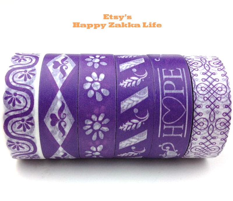 Japanese Washi Masking Set -  Purple Fasination - 16 yards (each roll) - 6 rolls