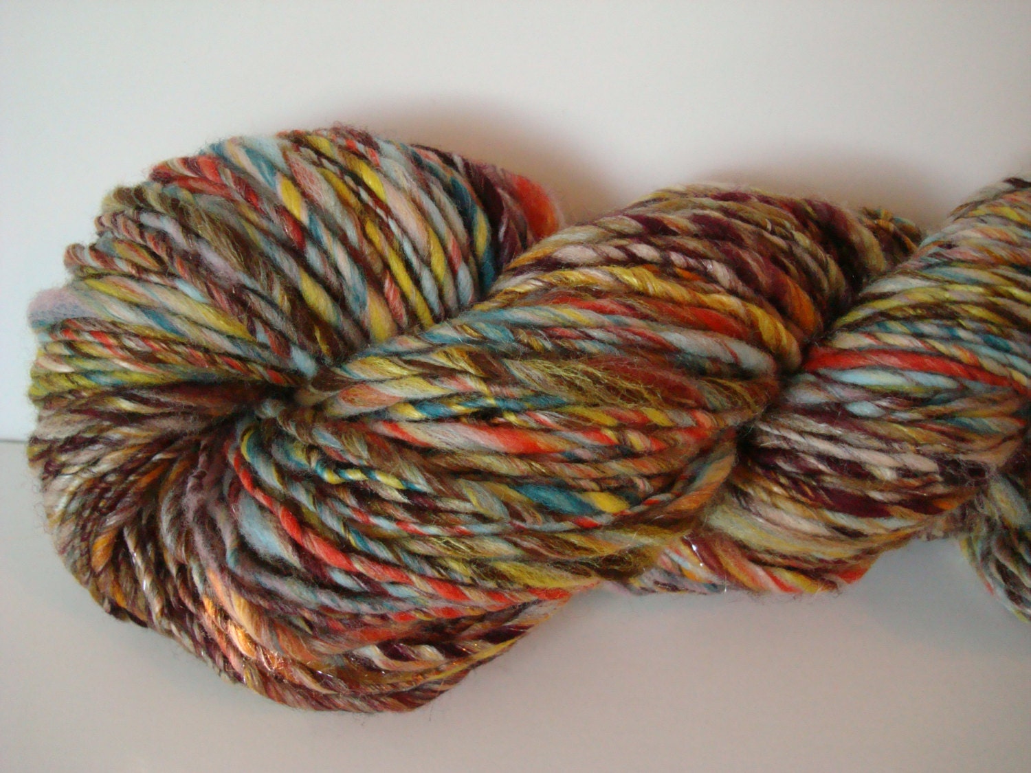 Handspun Art Yarn Thick & Thin Singles "Feather" 135 yds