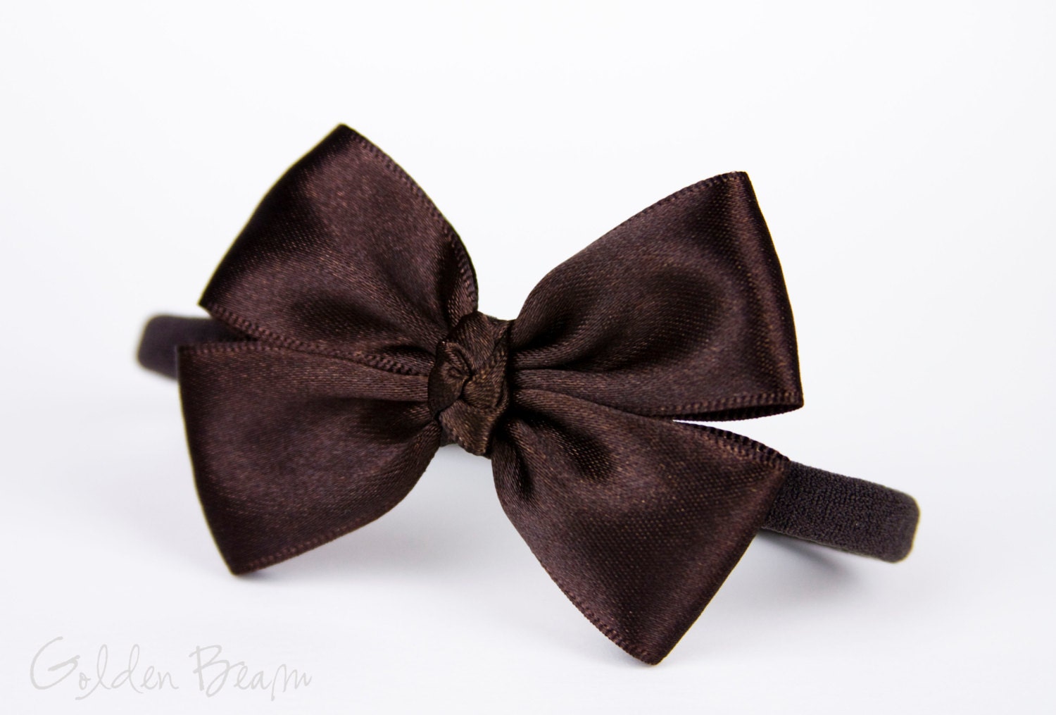 Dark Chocolate Baby Bow - Dark Brown Like a Butterfly Satin Bow Baby Handmade Headband - Baby to Adult Headband