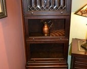 Mahogany narrow Barrister Bookcase with Lead Glass