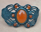 Fire Opal Macrame Bracelet/ Micromacrame/ Macrame Jewelry/ Healing Stone/ Orange Stone/ Peruvian Jewelry