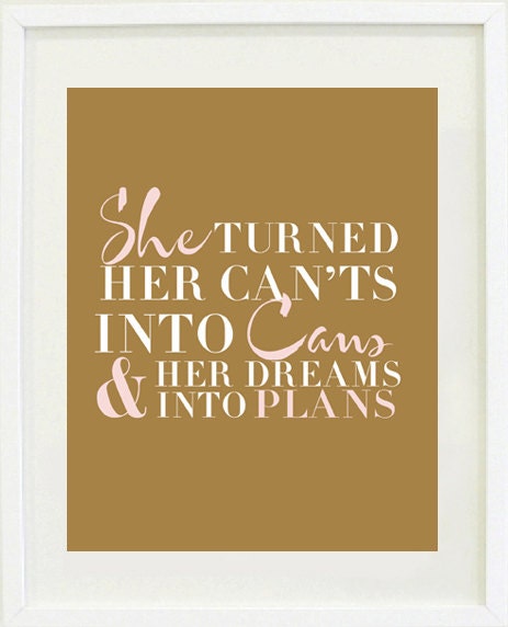Print Inspirational: 8 "X 10" Inspirational print, typography, office decor, bedroom decor, girls bedroom decor